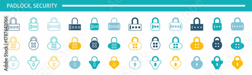 set of colorful padlock icons. Stock vector.