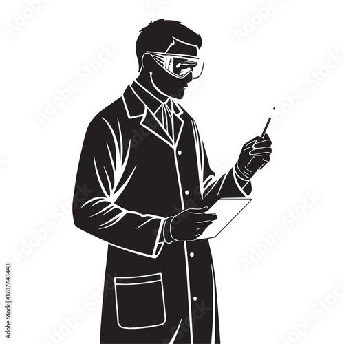 Black science lab technician Silhouette Vector, High Quality Illustration on White Background