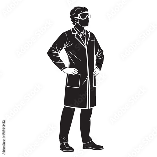 Black science lab technician Silhouette Vector, High Quality Illustration on White Background