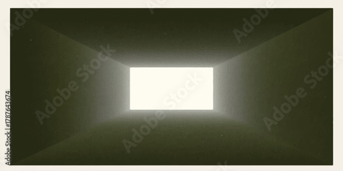 Empty art gallery room interior with blank white wall frames, window light, and wooden floor design