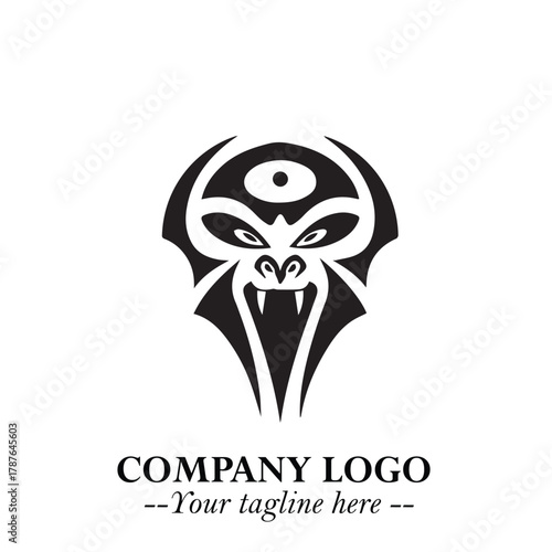 Head of Dracula Logo Symbol in Black on the White Background with Horror Minimal Vector Design