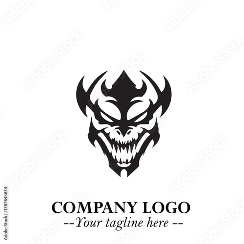 Head of Dracula Logo Symbol in Black on the White Background with Horror Minimal Vector Design