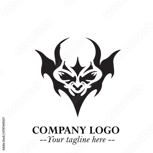 Head of Dracula Logo Symbol in Black on the White Background with Horror Minimal Vector Design