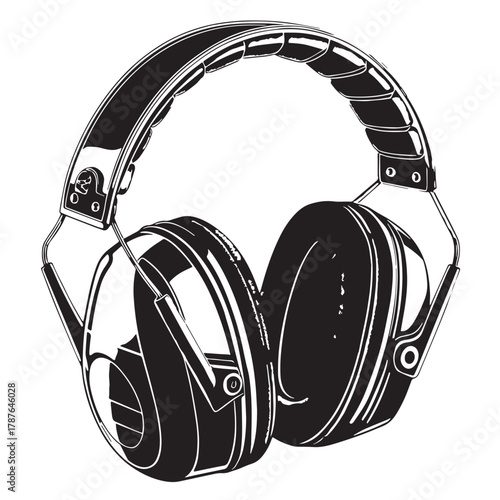 Black ear protection Silhouette Vector, High Quality Illustration on White Background