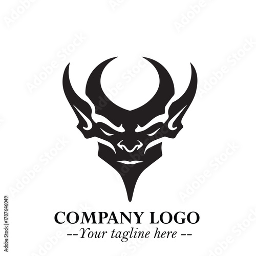 Head of Dracula Logo Symbol in Black on the White Background with Horror Minimal Vector Design