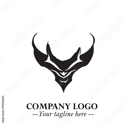 Head of Dracula Logo Symbol in Black on the White Background with Horror Minimal Vector Design
