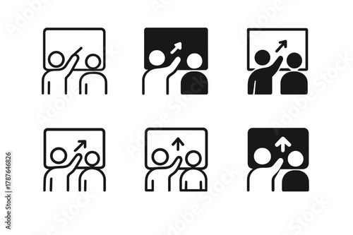Office Collaboration Icons. office collaboration. Set Logo of office collaboration: Shared whiteboard session. Icon set. harmonious logo variations of the same