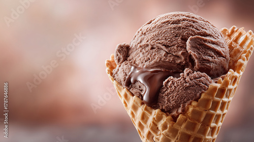 Waffle Cone with Chocolate Ice Cream