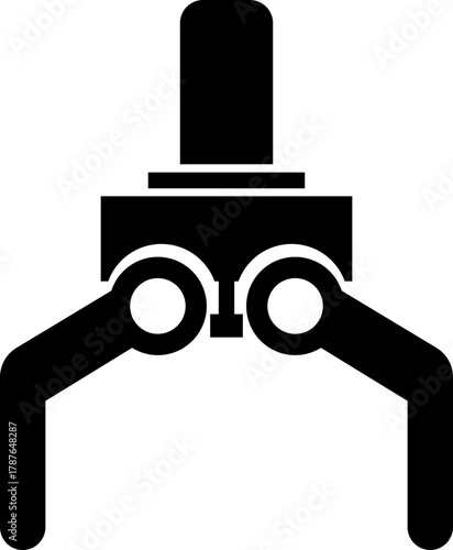 Grabber Robotic Arm Icon Industrial Claw, Mechanical Hand, Automation Tool, Factory Robot, and Engineering Machine Symbol Vector in Black Color Flat Style
