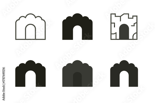 Secret Path Logos. Secret Path. Set Logo of Secret Path: hidden gate in hedgerow. harmonious logo variations of the same emblematic concept, each