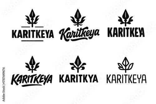 Karitkeya Emblem Variations. Emblem of Karitkeya. Set lettering. harmonious lettering variations of the same emblematic concept, each with different artistic