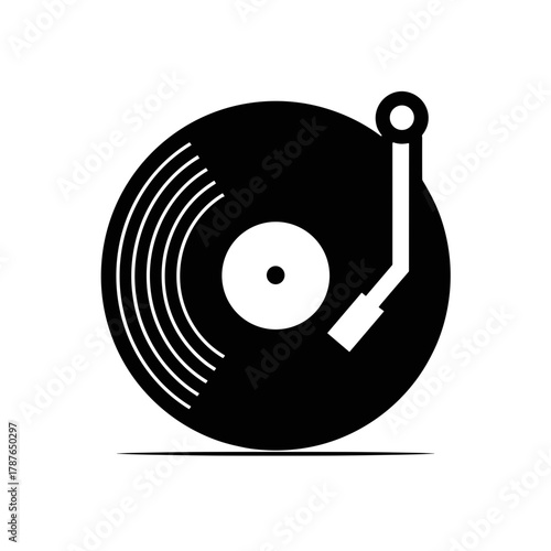 Vinyl record player isolated on white background for musical enjoyment. Vinyl record player design showcases classic sound recording and audio playback technology.