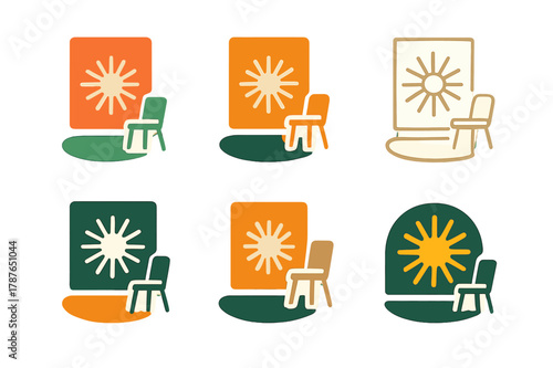 Vibrant Logo Variations. Adding a pop of color with accent walls or furniture. Set Logo of Adding a pop of color with accent walls or furniture: Statement rug