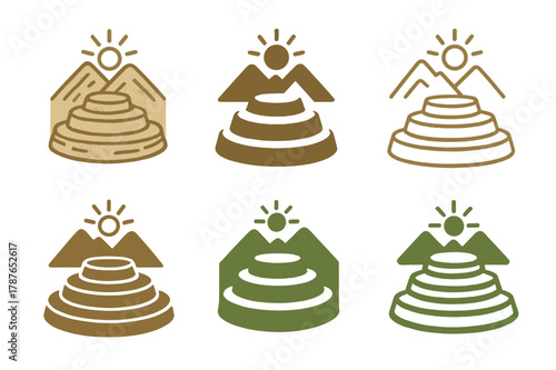 Andean Agriculture Icons. Indigenous cultures and their historical contributions. Set Logo of Indigenous cultures and their historical contributions: Andean