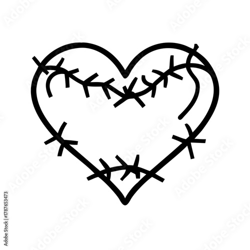 Holocaust barbed wire heart icon