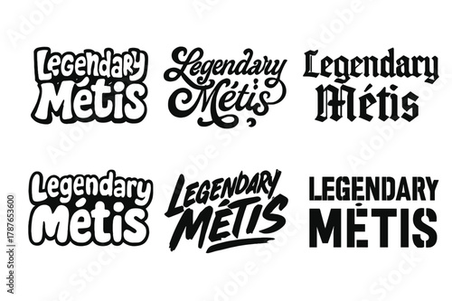 Creative Lettering Variations. Legendary Metis. Set lettering. harmonious lettering variations of the same emblematic concept (Funky cartoon-style lettering,