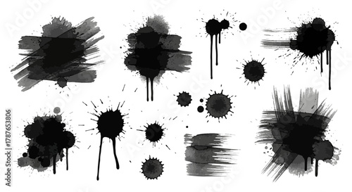 Abstract Ink Splatter Vector Collection for Artistic Designs and Backgrounds