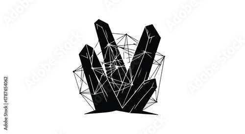 Abstract geometric crystal formation with interconnected lines