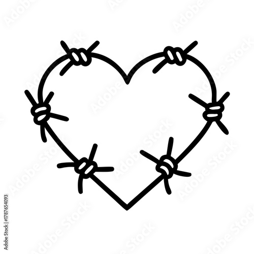 Holocaust barbed wire heart icon