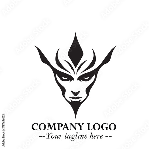 Head of Dracula Logo Symbol in Black on the White Background with Horror Minimal Vector Design
