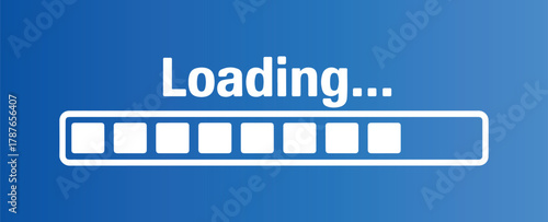 Blue Segmented Loading Bar. Flat Style Loading Icon Graphic