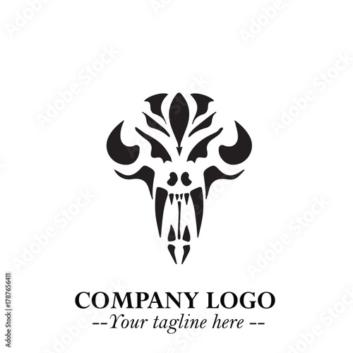 Head of Dracula Logo Symbol in Black on the White Background with Horror Minimal Vector Design