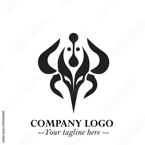 Head of Dracula Logo Symbol in Black on the White Background with Horror Minimal Vector Design