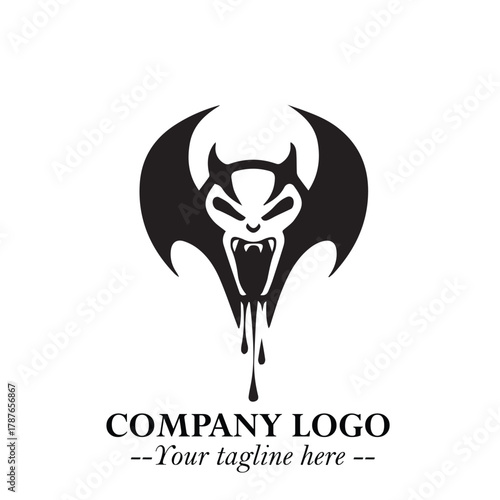 Head of Dracula Logo Symbol in Black on the White Background with Horror Minimal Vector Design