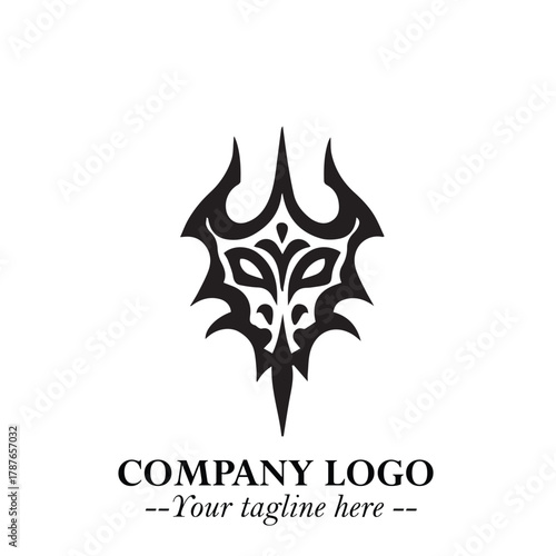 Head of Dracula Logo Symbol in Black on the White Background with Horror Minimal Vector Design