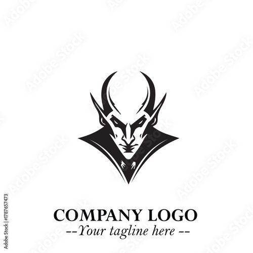 Head of Dracula Logo Symbol in Black on the White Background with Horror Minimal Vector Design