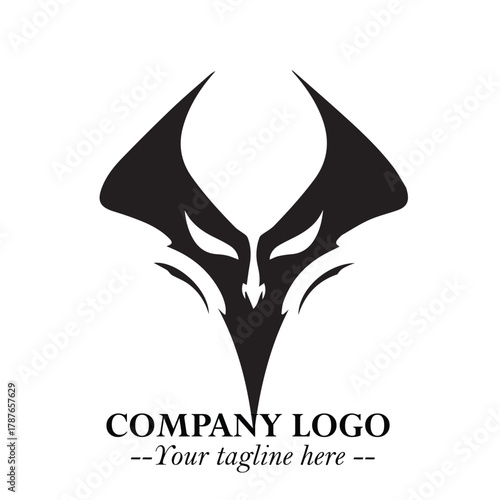 Head of Dracula Logo Symbol in Black on the White Background with Horror Minimal Vector Design