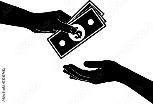 Payment with money silhouette vector illustration