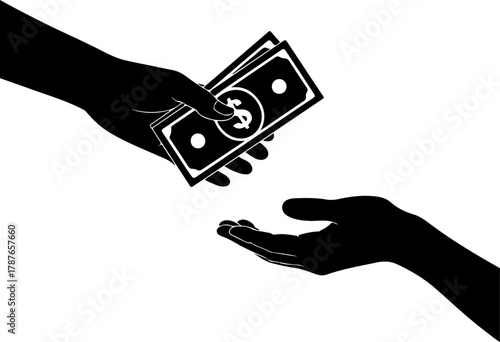 Payment with money silhouette vector illustration