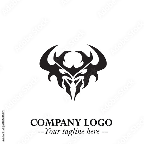 Head of Dracula Logo Symbol in Black on the White Background with Horror Minimal Vector Design