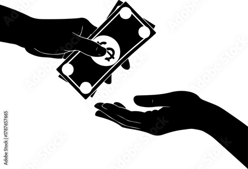 Payment with money silhouette vector illustration