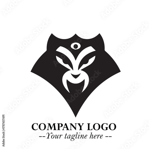 Head of Dracula Logo Symbol in Black on the White Background with Horror Minimal Vector Design