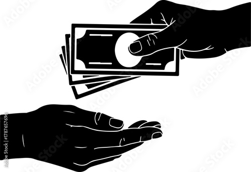 Payment with money silhouette vector illustration