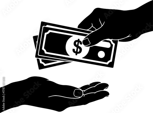 Payment with money silhouette vector illustration