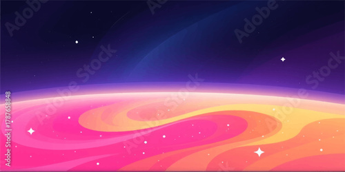 Futuristic abstract blue background with glowing stars and wave design for text space