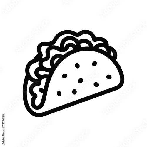 Taco Mexican Food Vector Icon: Outline, Fast Food, Dinner