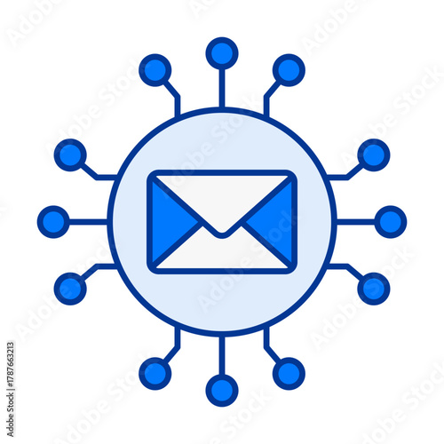 Email Communication Flat Colored Icon for Online Messaging and Digital Contact