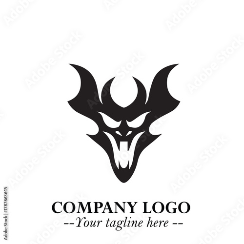 Head of Dracula Logo Symbol in Black on the White Background with Horror Minimal Vector Design