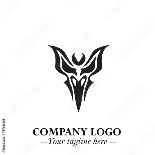 Head of Dracula Logo Symbol in Black on the White Background with Horror Minimal Vector Design