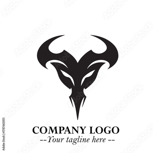 Head of Dracula Logo Symbol in Black on the White Background with Horror Minimal Vector Design