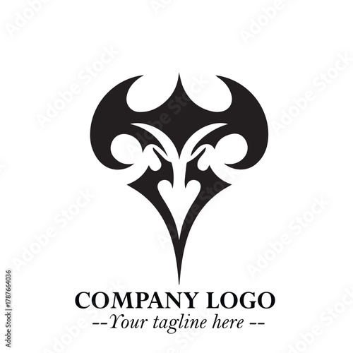 Head of Dracula Logo Symbol in Black on the White Background with Horror Minimal Vector Design
