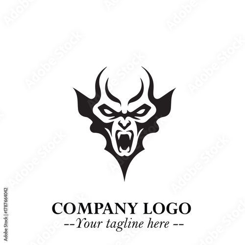 Head of Dracula Logo Symbol in Black on the White Background with Horror Minimal Vector Design