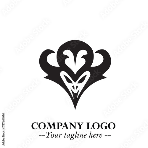 Head of Dracula Logo Symbol in Black on the White Background with Horror Minimal Vector Design