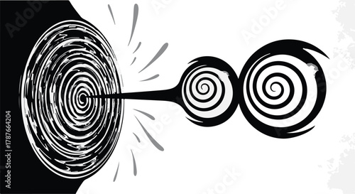 Abstract swirling vortex pulling in concentric circles with energetic lines