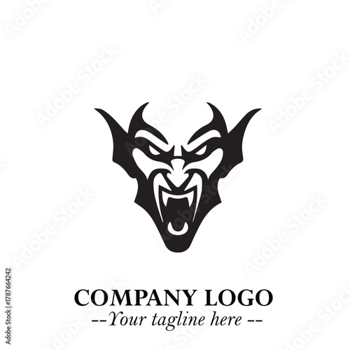 Head of Dracula Logo Symbol in Black on the White Background with Horror Minimal Vector Design