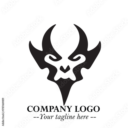 Head of Dracula Logo Symbol in Black on the White Background with Horror Minimal Vector Design